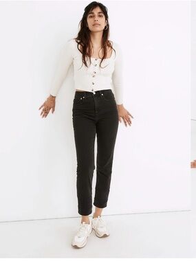 Madewell High-Rise Black Women's Jeans - Classic Straight Leg